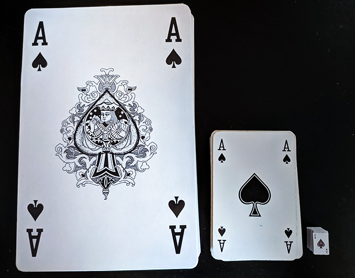 My Biggest And Smallest Playing Cards Compared To Normal In The Middle