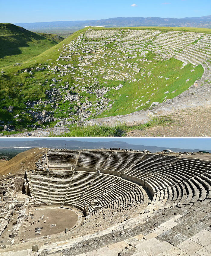 Teatro helenístico de 2.200 años de antigüedad en Laodicea, suroeste de Turquía, tras una reciente excavación 