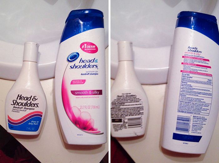 I Found This Old Head And Shoulders In The Cabin I'm Staying In. It Says 1992 On The Back. Compared To The 2014 Model I Brought With Me