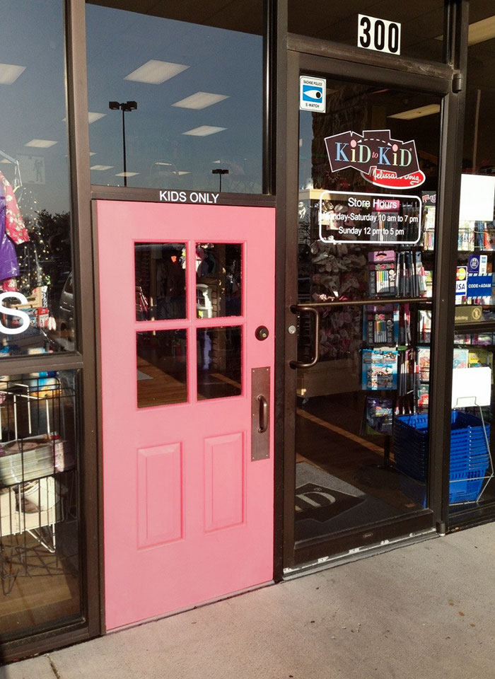 This Kid's Store Has A Cute Separate Door For Kids Only