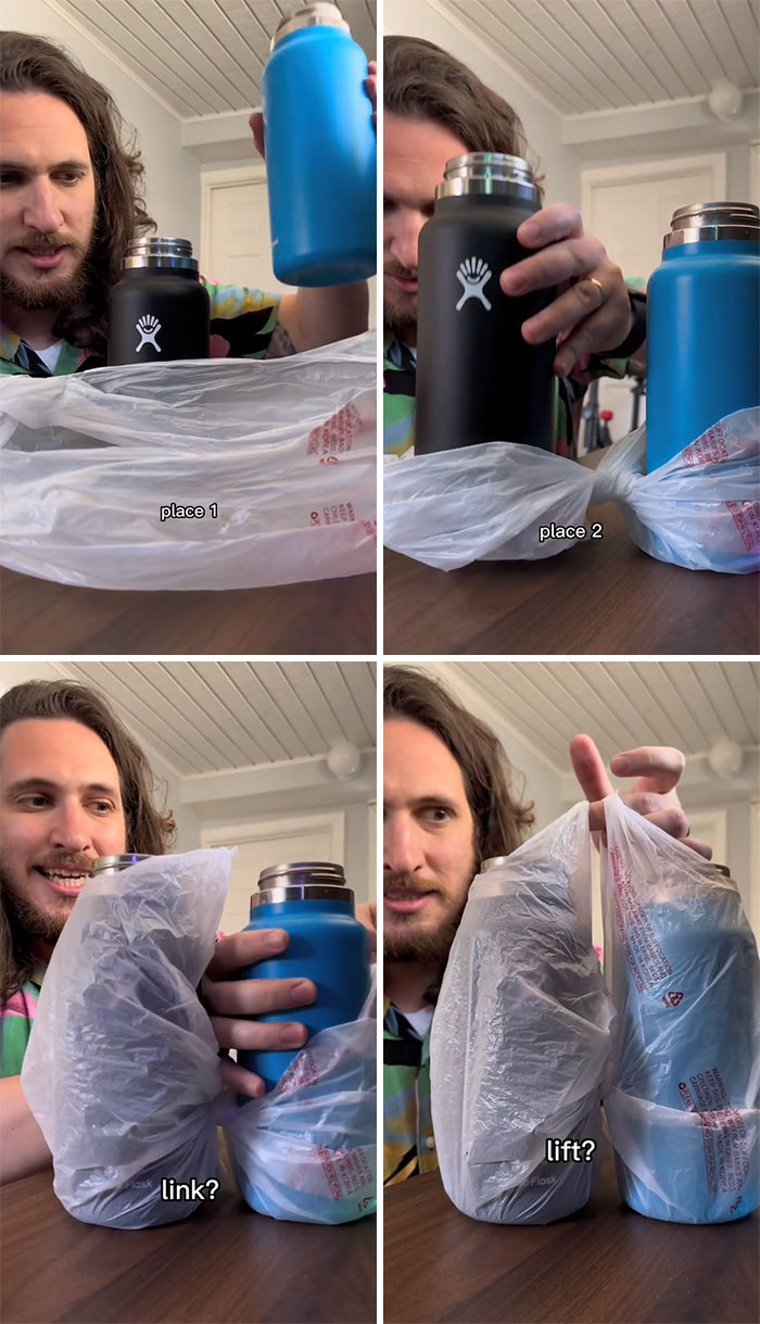 One Plastic Bag Can Hold Two Full Cups Without Spilling