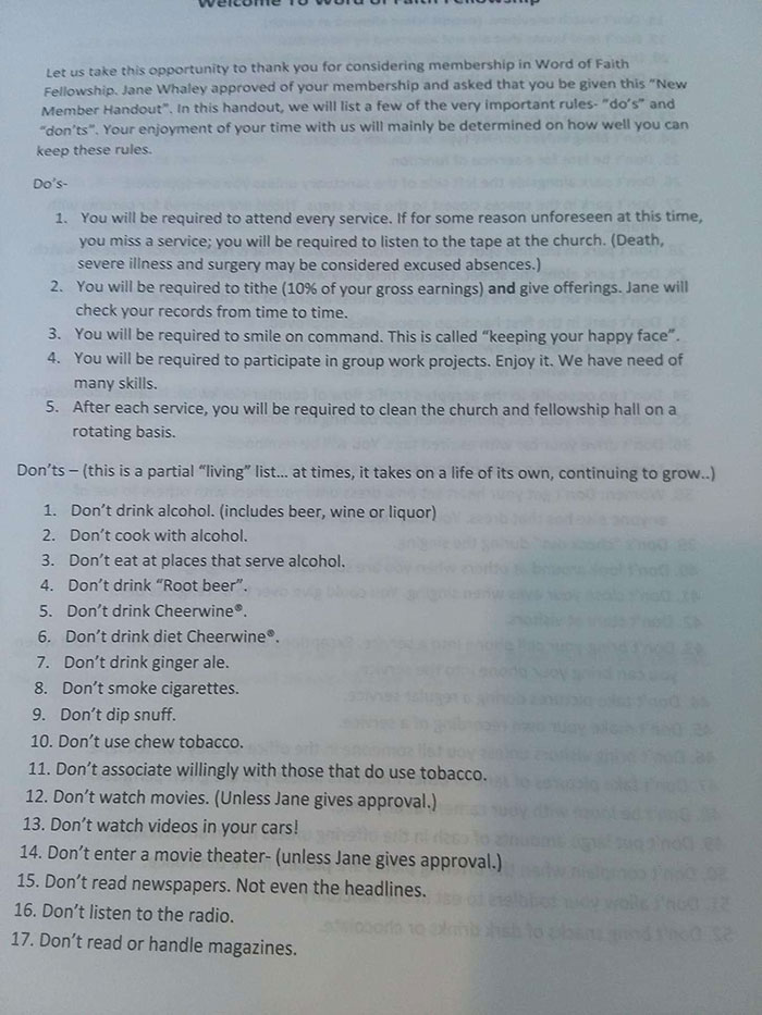 Local Cult Has 150 Rules For Their Members, The List Goes Viral On Twitter Local Cult Has 150 Rules For Their Members, The List Goes Viral On Twitter