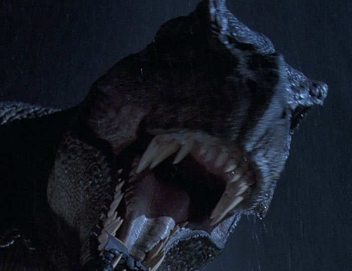 T-rex in a movie scene 