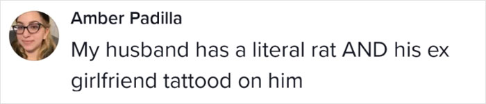 Amber Padilla expresses regret over husband's tattoos of a rat and ex-girlfriend. Amber Padilla expresses regret over husband's tattoos of a rat and ex-girlfriend.
