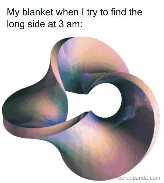 Abstract twisted shape representing a blanket at 3 am, part of the funniest and relatable introvert memes collection.