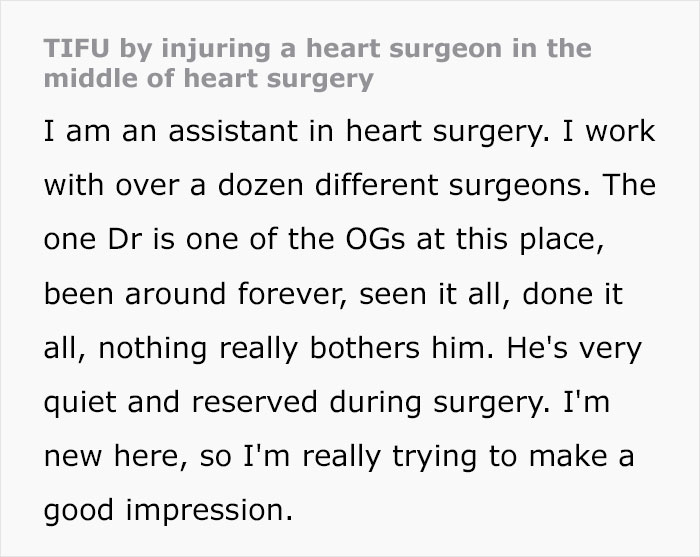 Medical Assistant Accidentally Cuts Heart Surgeon During Surgery, Who Leaves Abruptly, Dodges The Bullet When He Returns Minutes Later Medical Assistant Accidentally Cuts Heart Surgeon During Surgery, Who Leaves Abruptly, Dodges The Bullet When He Returns Minutes Later