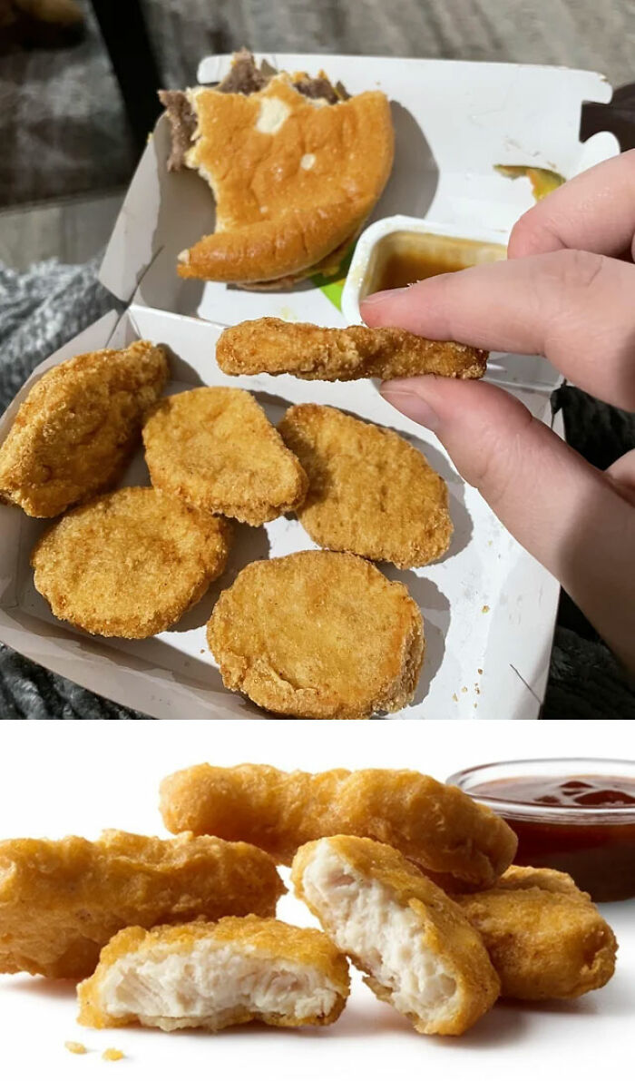 Mcdonald’s Nuggets Are So Much Thinner Now! My Photo, And Their Website Photo