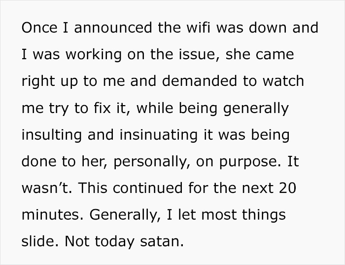 “I Let Most Things Slide. Not Today”: Café Manager Runs Out Of Patience With Aggravating Karen, Blocks All Wi-Fi Access For Her Device “I Let Most Things Slide. Not Today”: Café Manager Runs Out Of Patience With Aggravating Karen, Blocks All Wi-Fi Access For Her Device