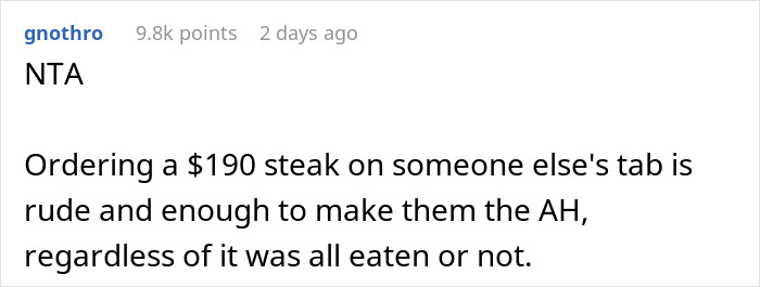 Sister's Family Tries Shaming Man For Not Paying $190 For Their Son's Steak, Despite The Man Warning The Boy Not To Order It