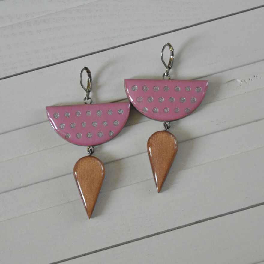 Geometric Wooden Earrings