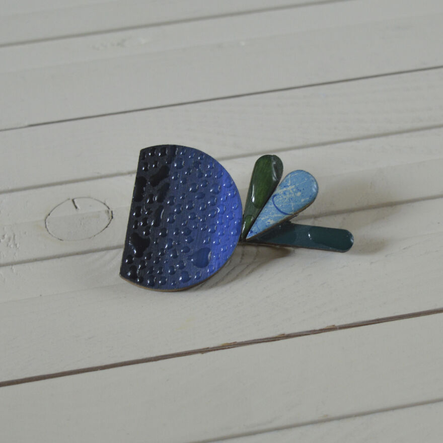 Geometric Flower - Wooden Brooch