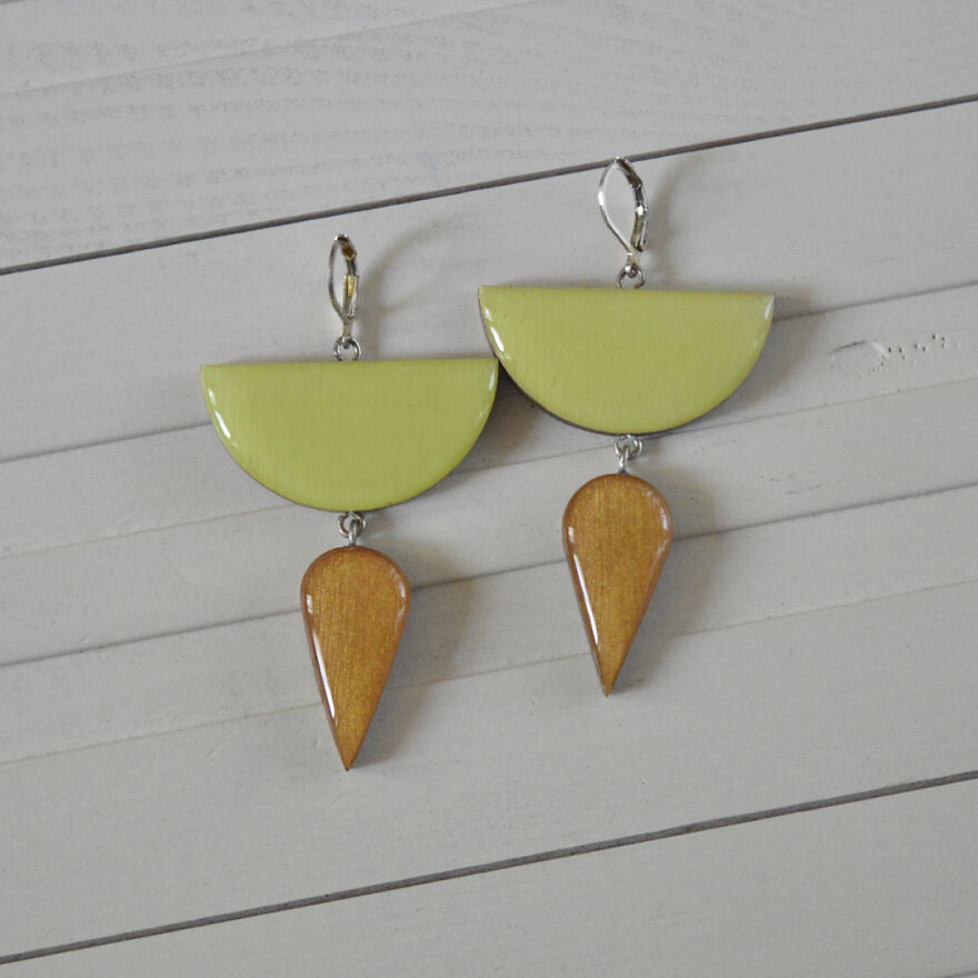 Geometric Wooden Earrings