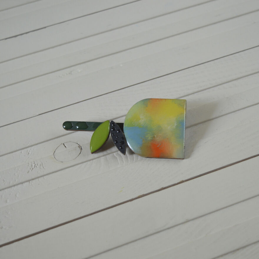 Geometric Flower - Wooden Brooch