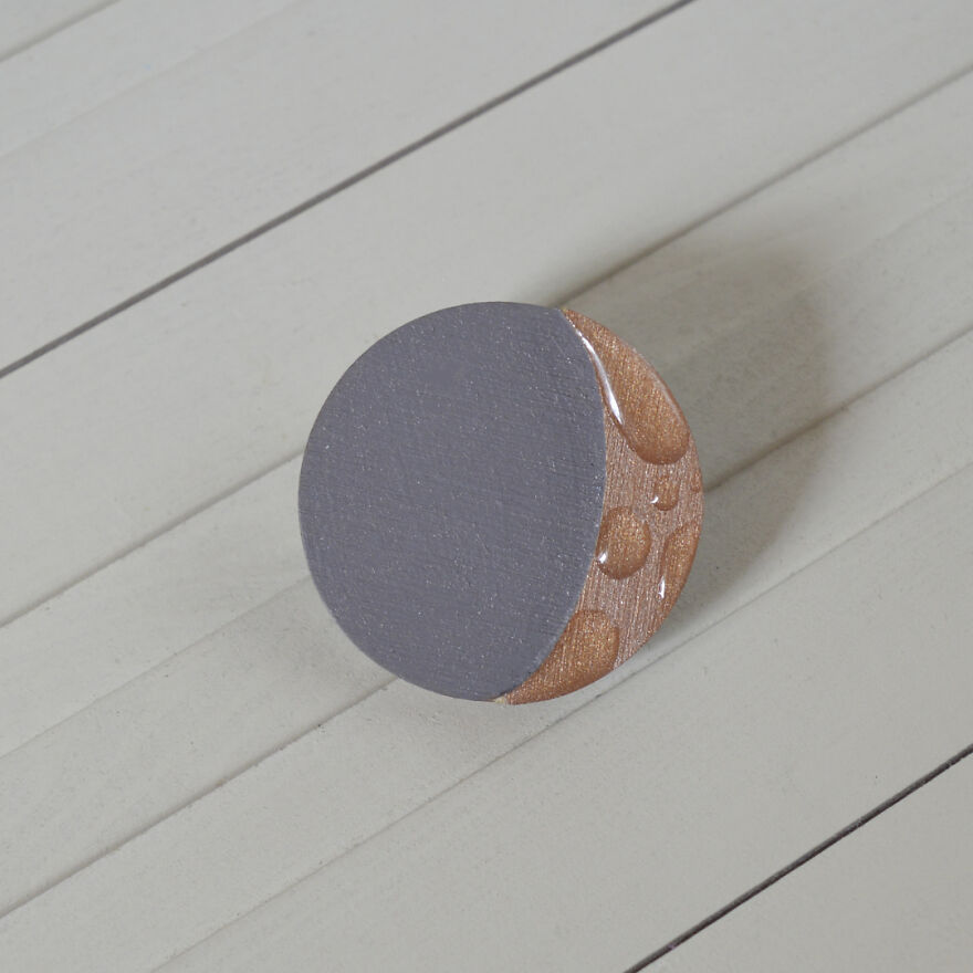Moon - Wooden Brooch