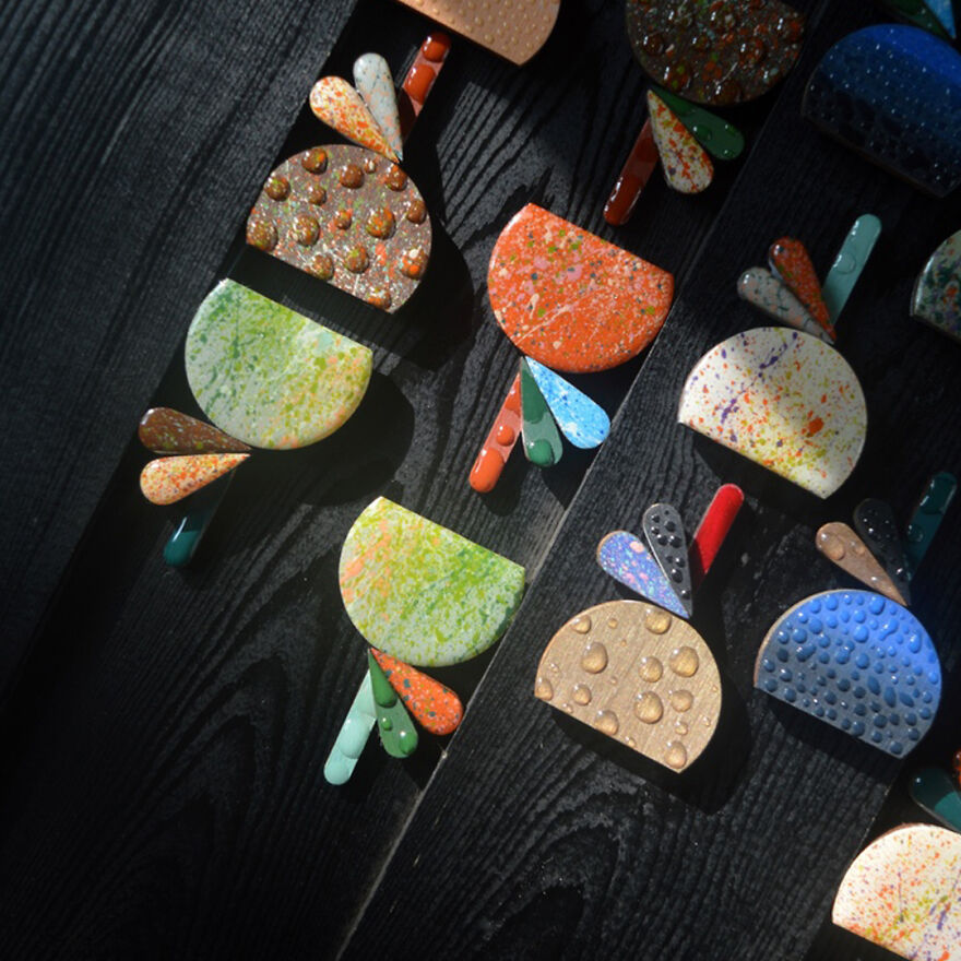 Geometric Flowers - Wooden Brooches