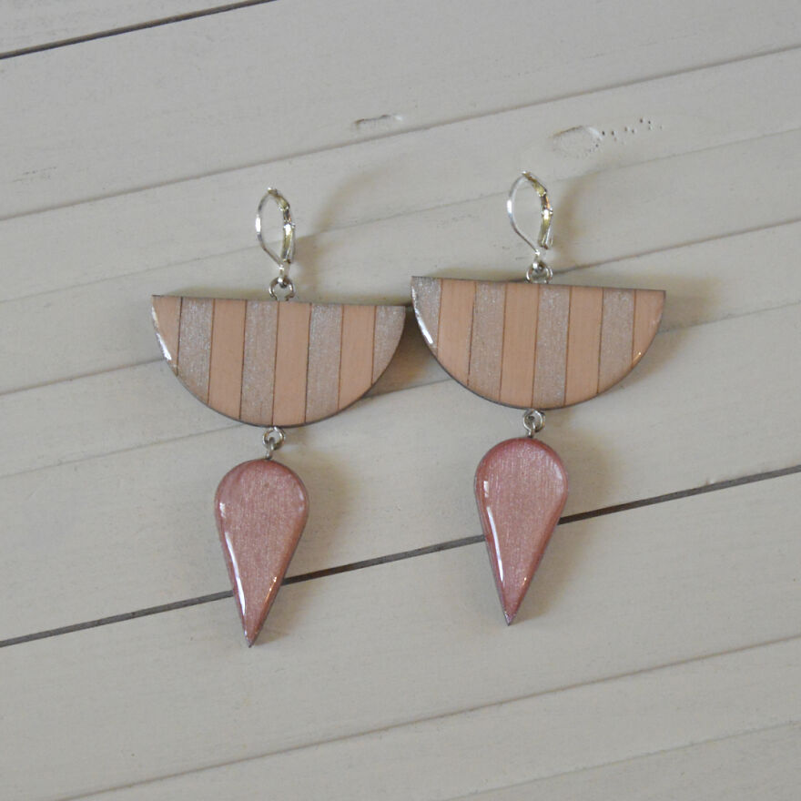 Geometric Wooden Earrings