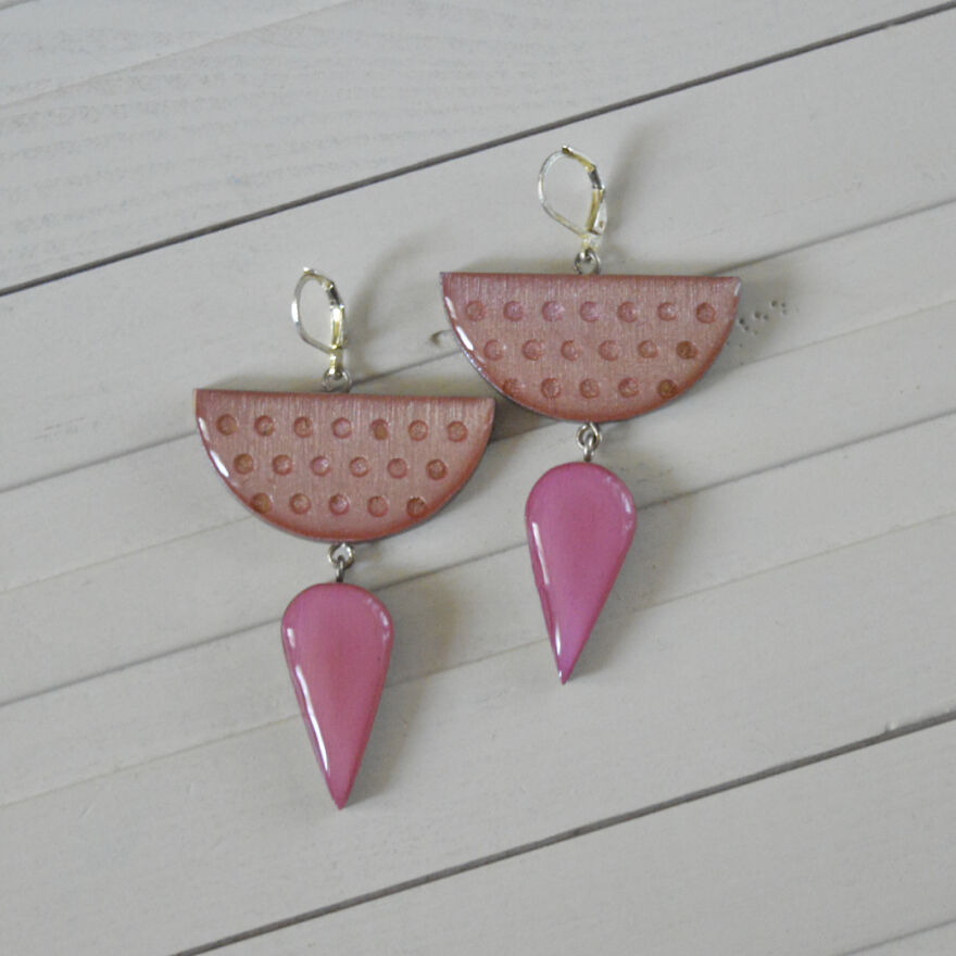 Geometric Wooden Earrings
