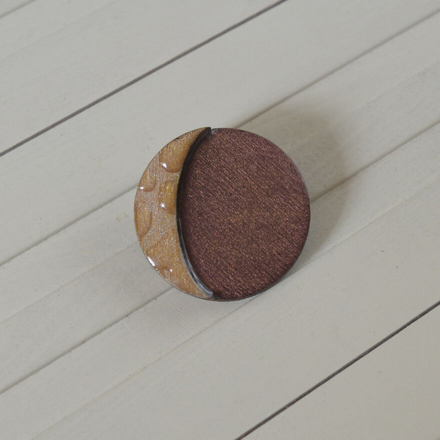 Moon - Wooden Brooch
