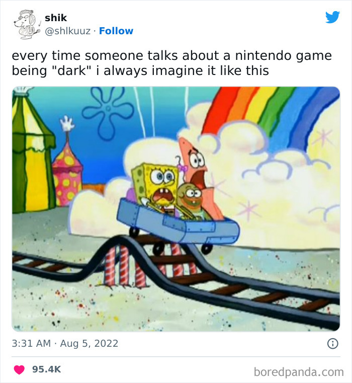 spongebob with his friends riding fun slides meme