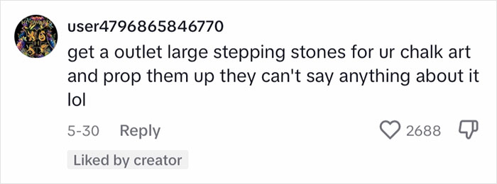 Landlord's Wife Enraged By Tenant's Chalk Artistry Asks Her To Wash It Off, Tenant Stands Her Ground