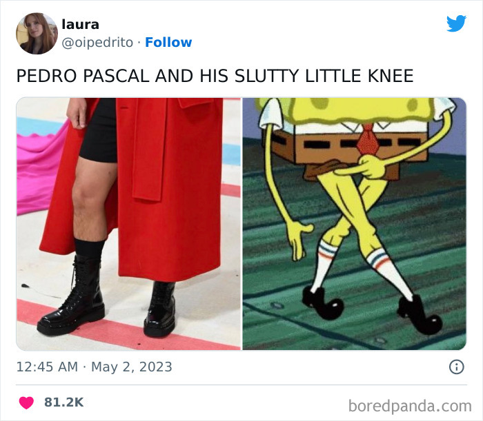 Pedro Pascal and his slutty little knee meme