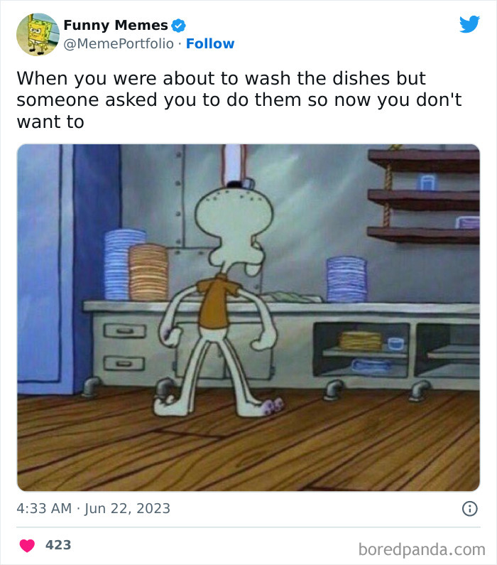 Squidward in the kitchen meme