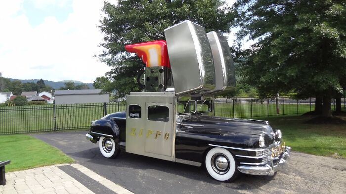 The Fabulous Zippo Car; Parked Outside The Zippo Lighter Factory In Bradford, Pa. (1947 Chrysler New Yorker)
