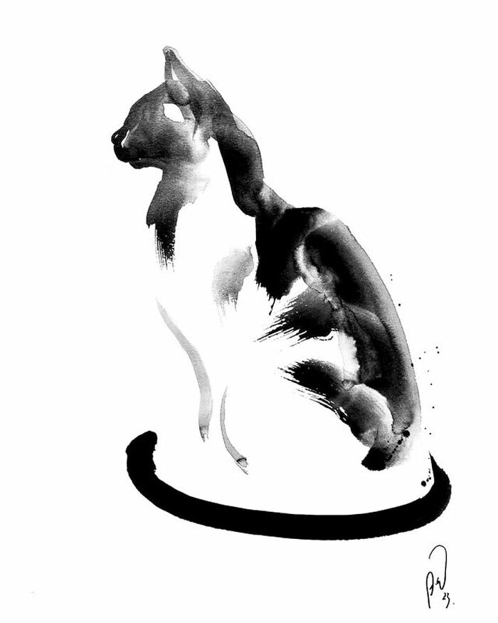 I Create Minimalist Cat Paintings