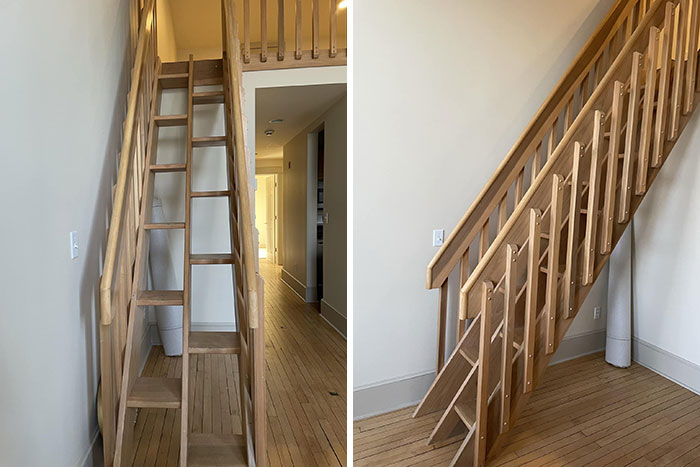 Love My New Apartment But These Are The Stairs Leading Up To The Loft. They Feel More Like A Ladder Because Of How Steep They Are. Don’t Get Me Started On How We’re Going To Move Furniture Up There