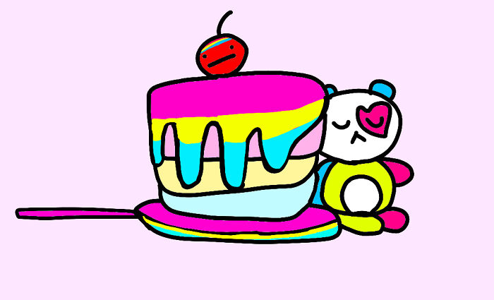 A Pansexual Themed Pancake, Pan, And Panda. Yay I'm Pansexual Lol