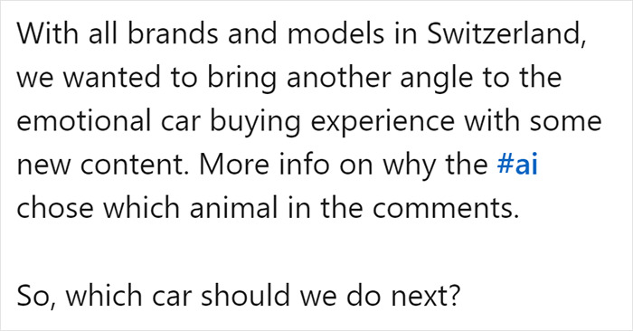"Interesting Perspective From AI": People On LinkedIn Are Discussing These 19 AI-Made Animal Characters Representing Famous Car Manufacturers "Interesting Perspective From AI": People On LinkedIn Are Discussing These 19 AI-Made Animal Characters Representing Famous Car Manufacturers