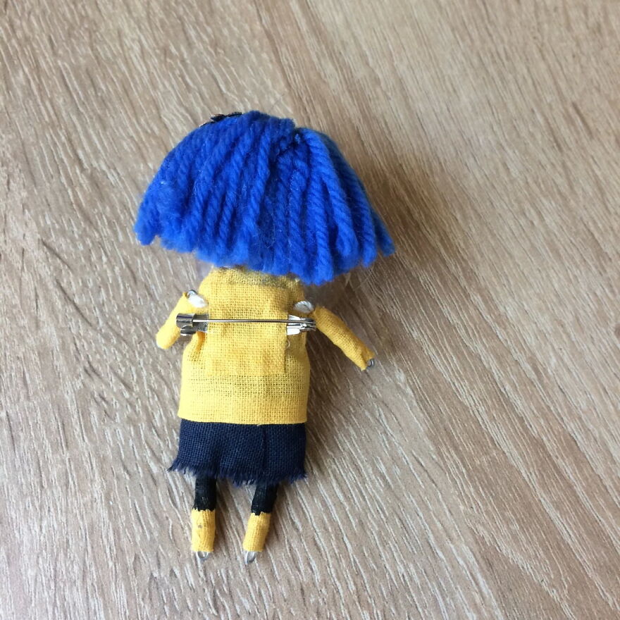 I Made This Button Eyes Art Doll-Brooch Coraline Who Will Always Be With You