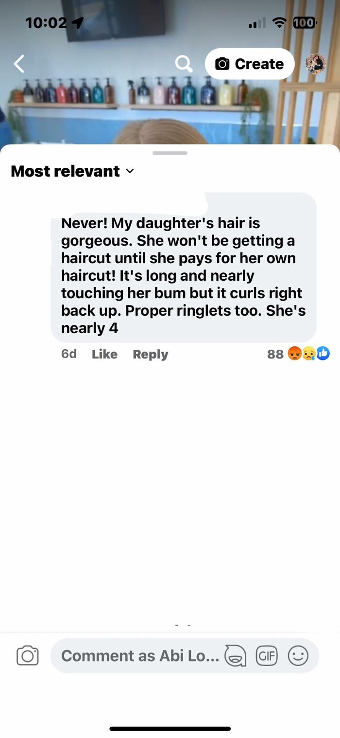 Seen This Today It Was A Video Of A Girl Getting Her First Haircut At 8 And This Was One Of The Comments 