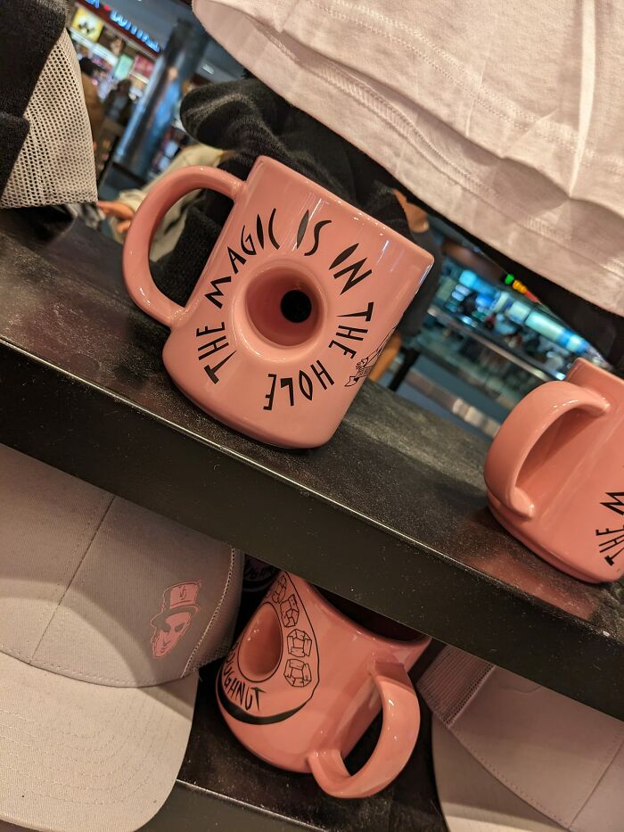 A Donut Shop Sells Mugs With A Hole Through The Middle