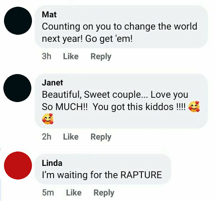 My Aunt's Response To A Photo Of My Husband And Me Where I Jokongly Said We Are "Ready To Take On The Apocolypse"