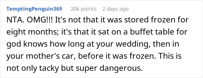 Woman Tells Her Sister's Wedding Guests Not To Touch The Food Because It's Leftovers From Her Wedding 8 Months Ago