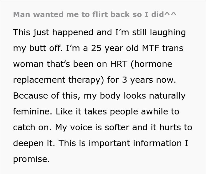 Man Hits On A Woman Without Knowing She's Trans, She Shuts Him Down In A Brilliant Way Man Hits On A Woman Without Knowing She's Trans, She Shuts Him Down In A Brilliant Way
