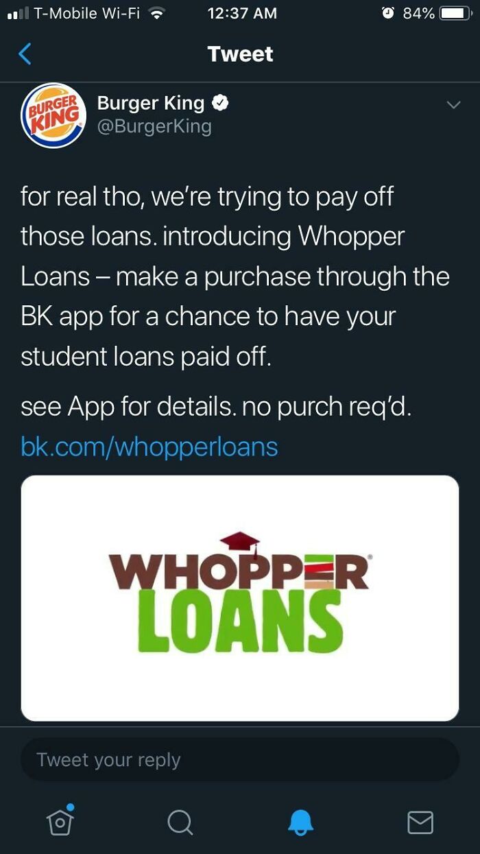 Burger King Is Monetizing Student Loan Debt By Offering People A Chance To Win To Have Their Debt Paid Off If They Pay For A Meal Through Their App