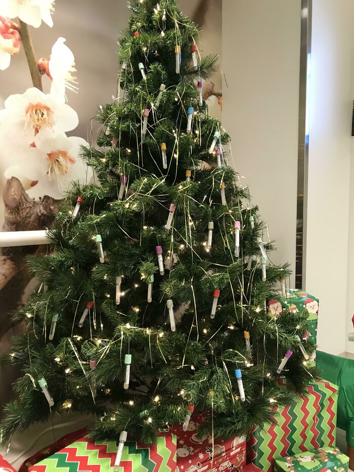 I See Your Urine Sample Jar Tree And Raise You A Blood Sample Vial Tree