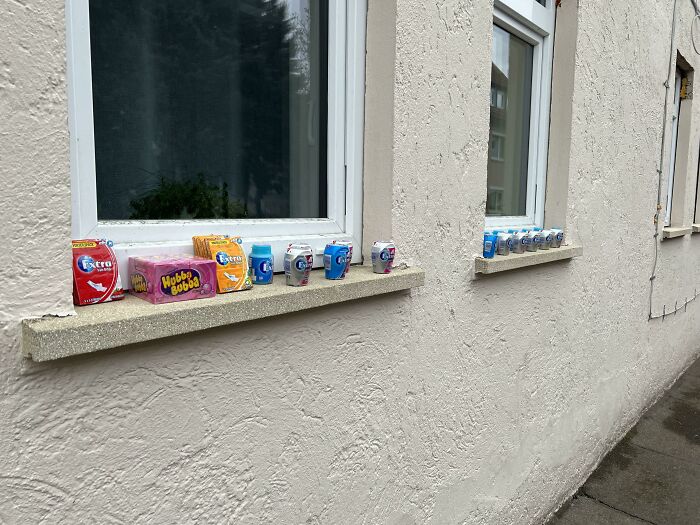 Woke Up To A Lot Of Chewing Gum Packages On Our Window Sill