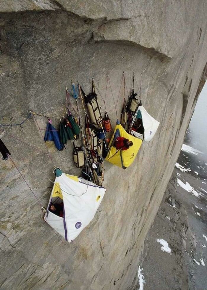 Climber’s Shelter At The Middle Of A Cliff