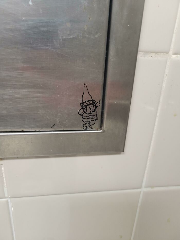 Airport Bathroom. Thought It Was A Sticker, But It Appears To Be Drawn