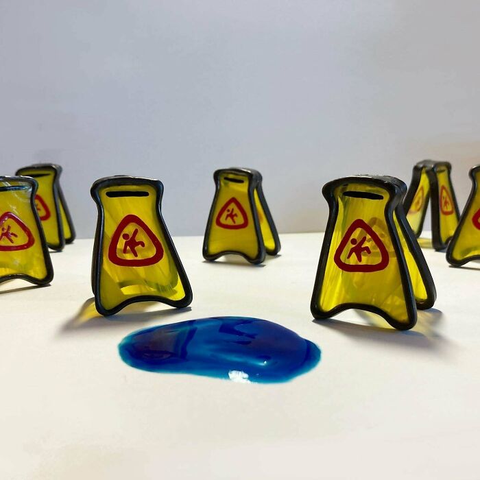 I Made Tiny Stained Glass Wet Floor Signs