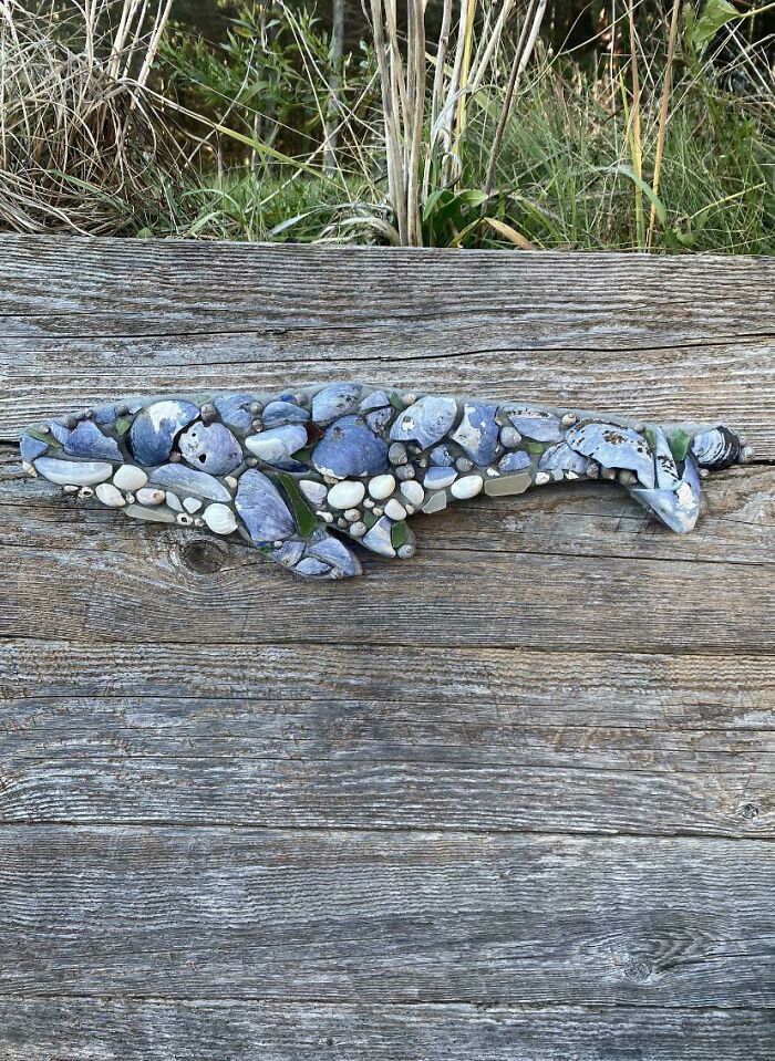 A Whale Mosaic I Made With Shells & Sea Glass My Kids Collected For Me