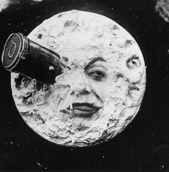 A Trip To The Moon(1902) Is 120 Years Old Yet Still Has Better Practical Effects Than Most Modern Sci-Fi Movies. The Attach Picture Is Not Actually The Moon, It’s A Guy With Whipped Cream On His Face