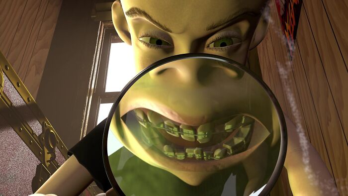 In Toy Story (1995) It Is Obvious That It Is A Work Of Fiction. This Is Because The Abusive Child From A Broken And Decrepit Home Apparently Has Parents Who Can Afford Braces