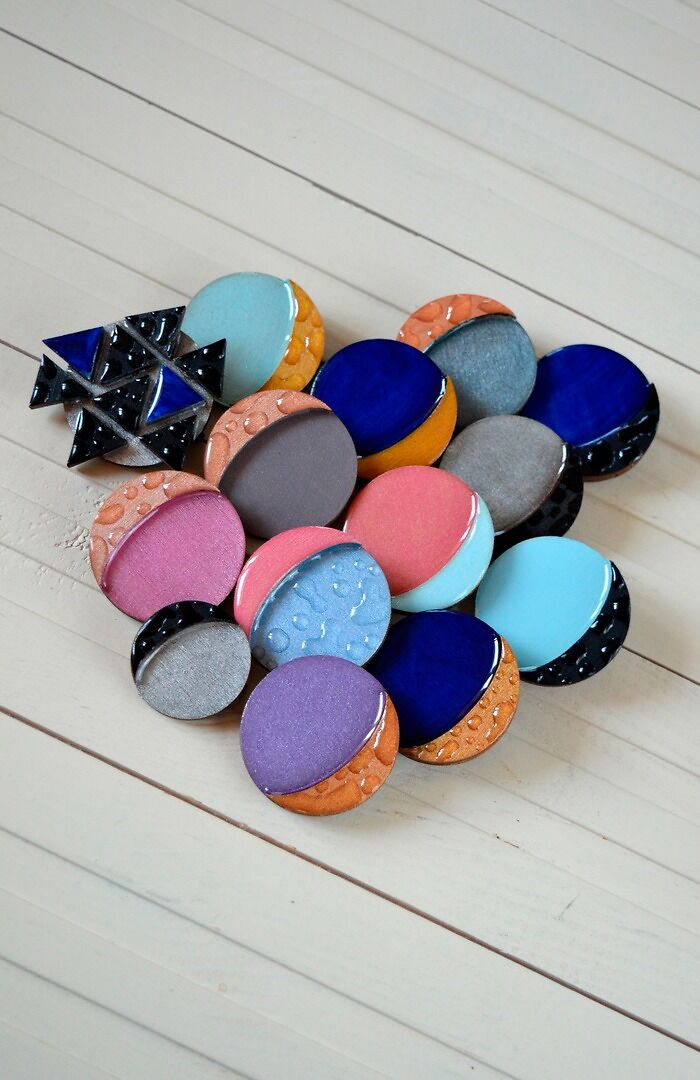 Handmade Wooden Brooches