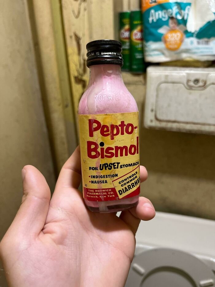 I Found Some Pepto-Bismol That Was Bottled In 1959 In The Bathroom At Work