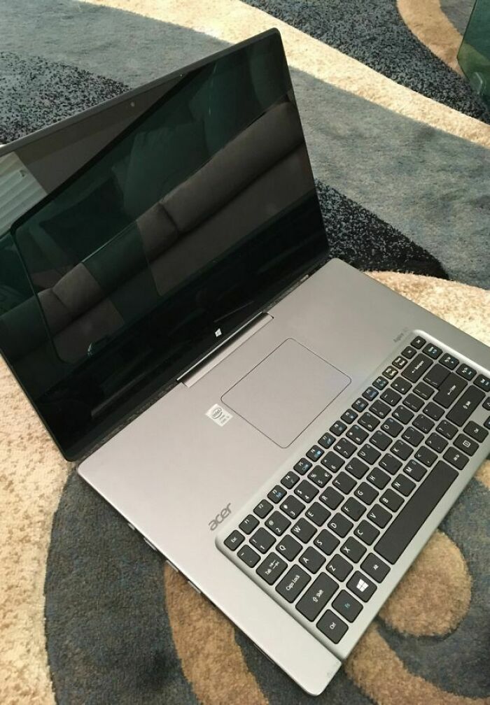 This Laptop Has A Trackpad Above The Keyboard