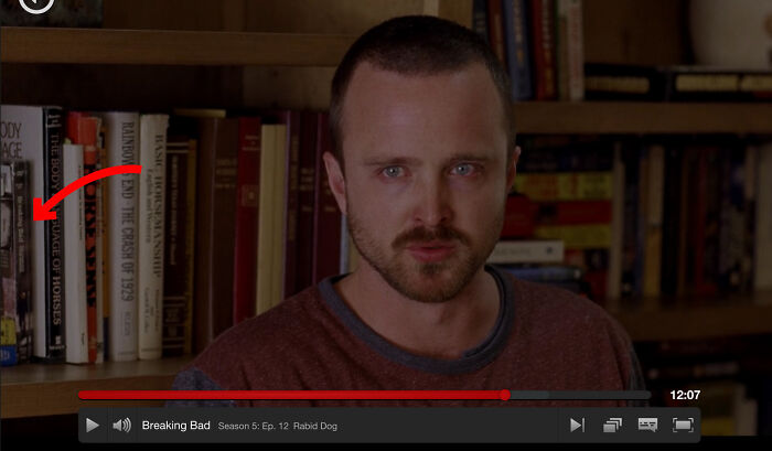 In Breaking Bad, Hank Has A Breaking Bad Dvd On His Shelf. Nice To Know The Man Had Taste!